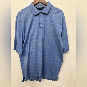 POLO Golf Ralph Lauren Vintage Lisle Short Sleeve Shirt Blue Green Stripe Sz XL